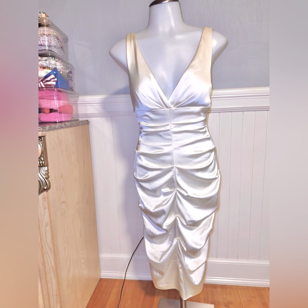 Nwot Cache Ruched Plunge Flattering Cocktail Dress Size 4